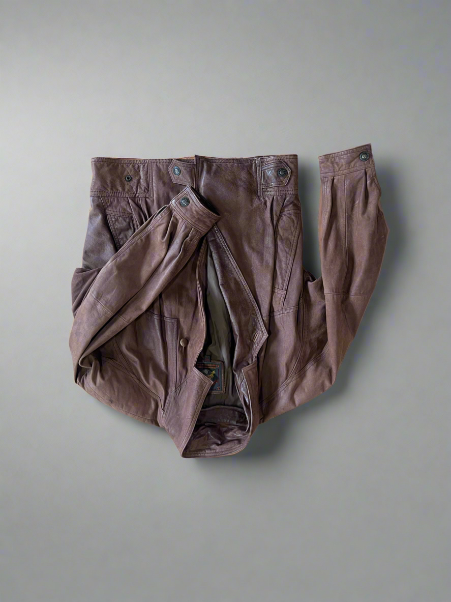 Vintage Genuine Leather Bomber Jacket