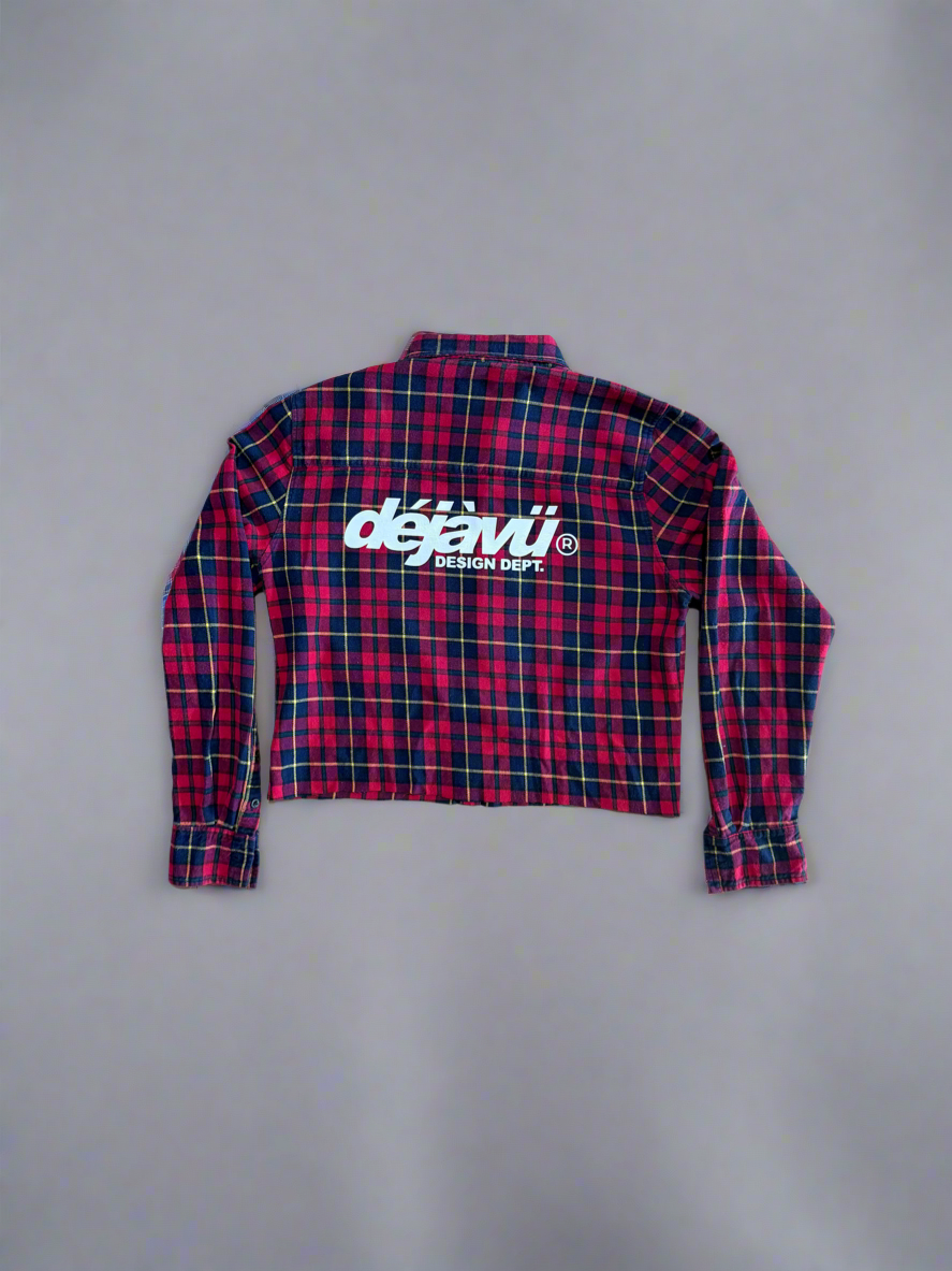 Re-Vu by DejaVu Studio Red Cropped Flannel