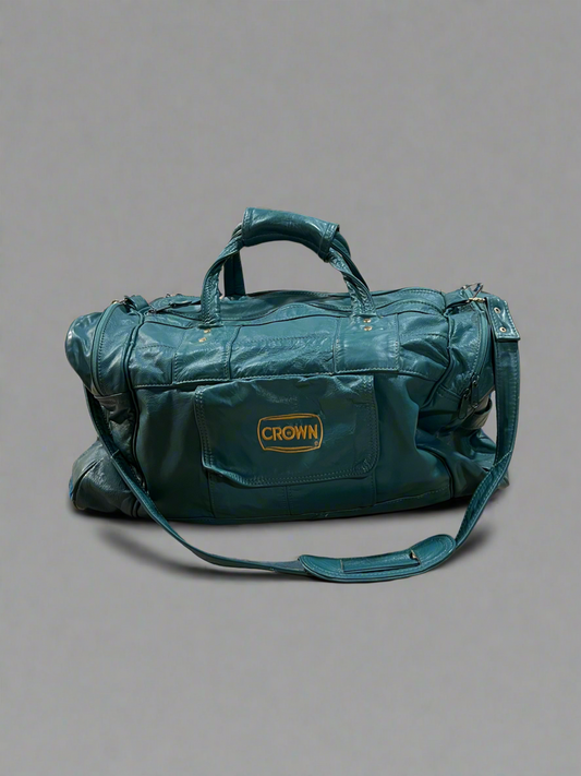 Vintage Genuine Leather Crown Gas Station Duffle Bag