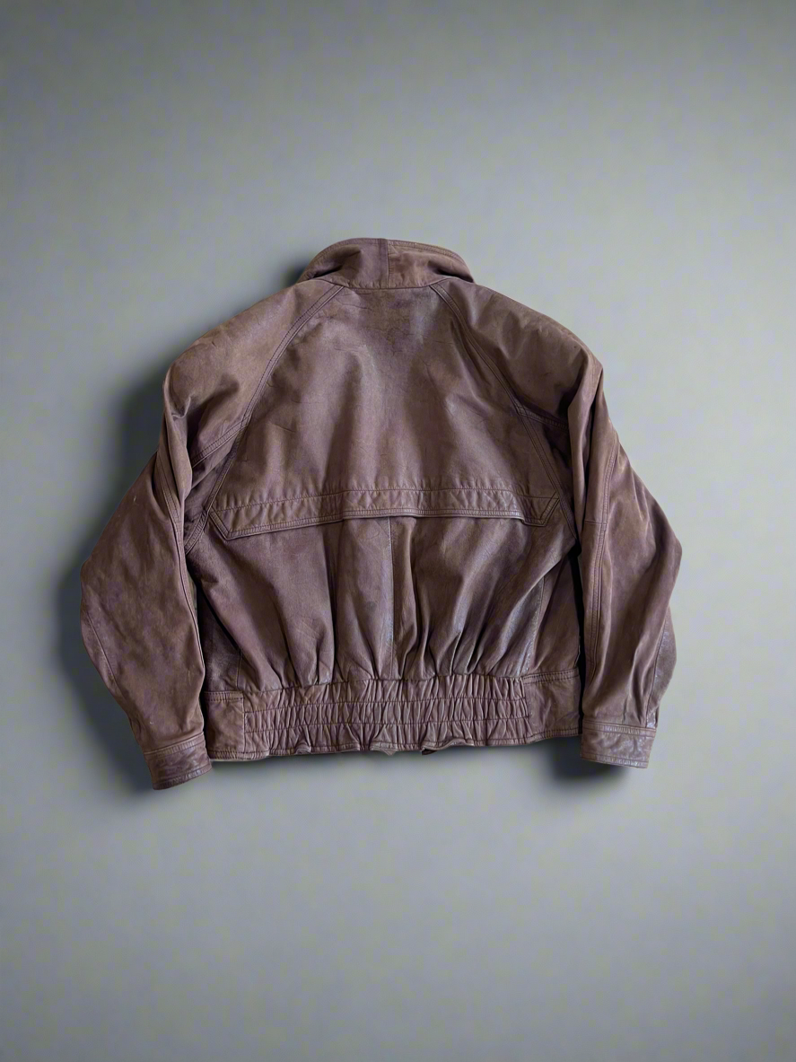 Vintage Genuine Leather Bomber Jacket