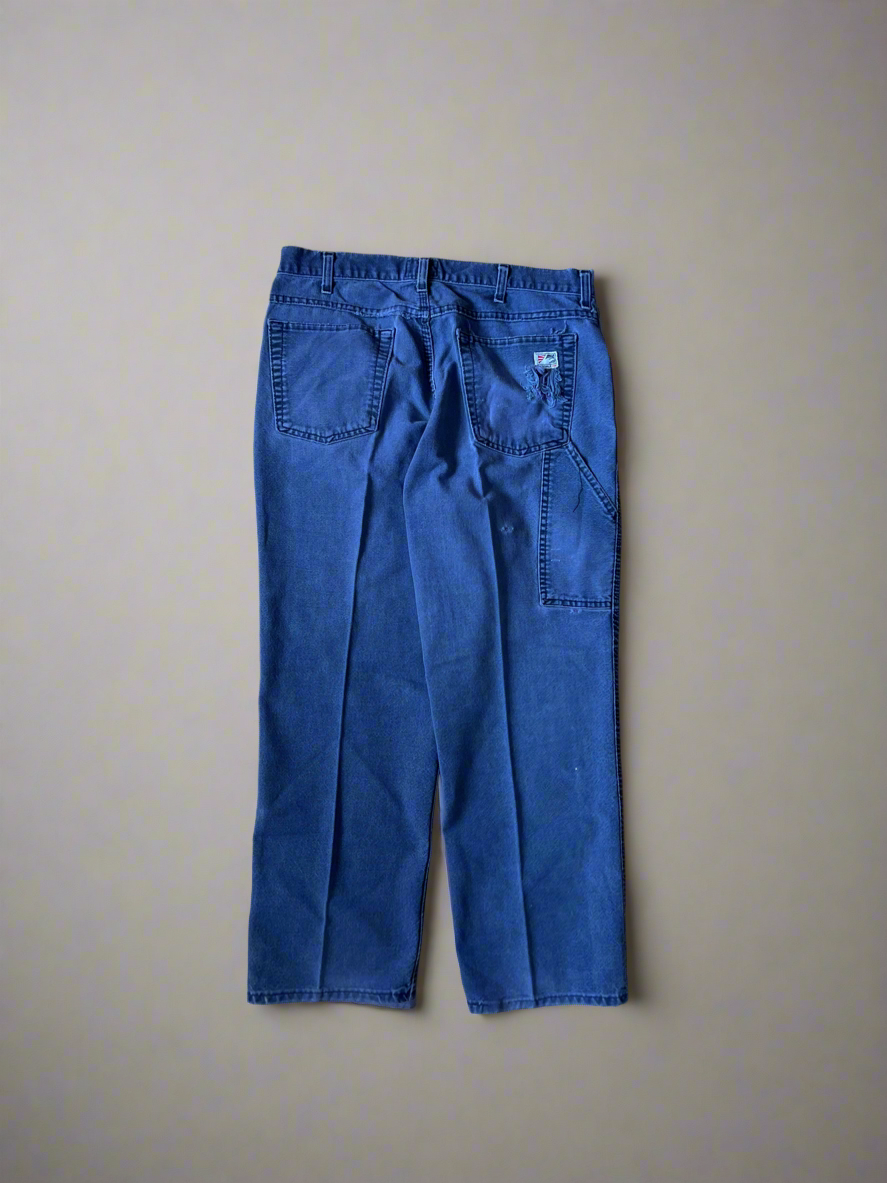 Vintage Canvas Carpenter Pants Faded Blue