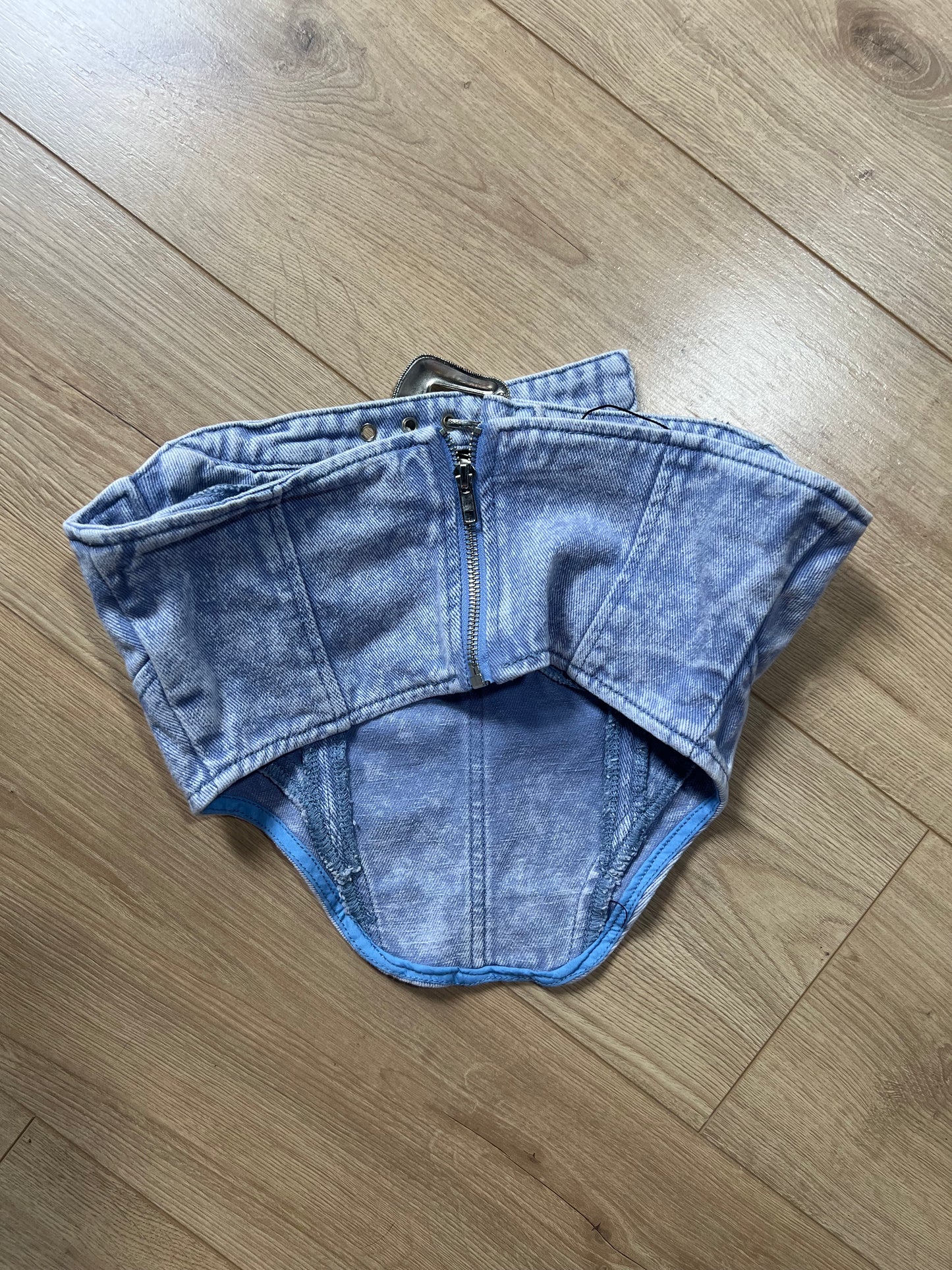 L Women's Denim Corset Tube Top