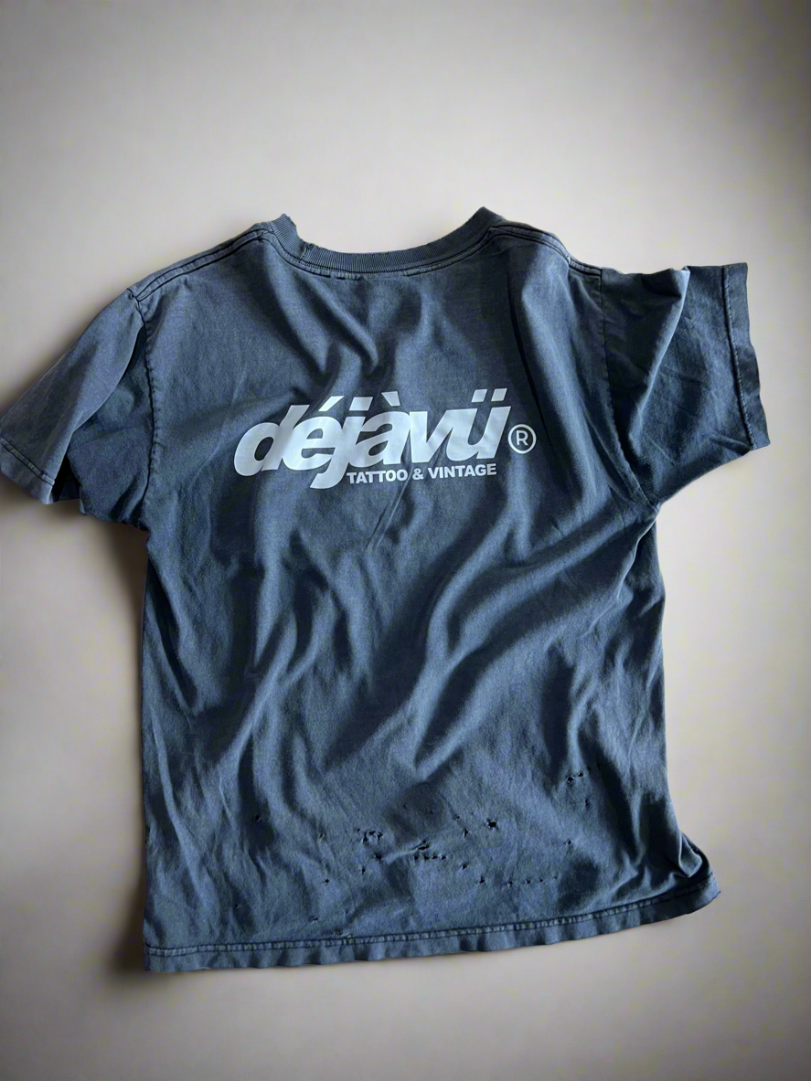 Re-Vu by DejaVu Studio Vintage Tattoo Brain T-Shirt in Washed Black