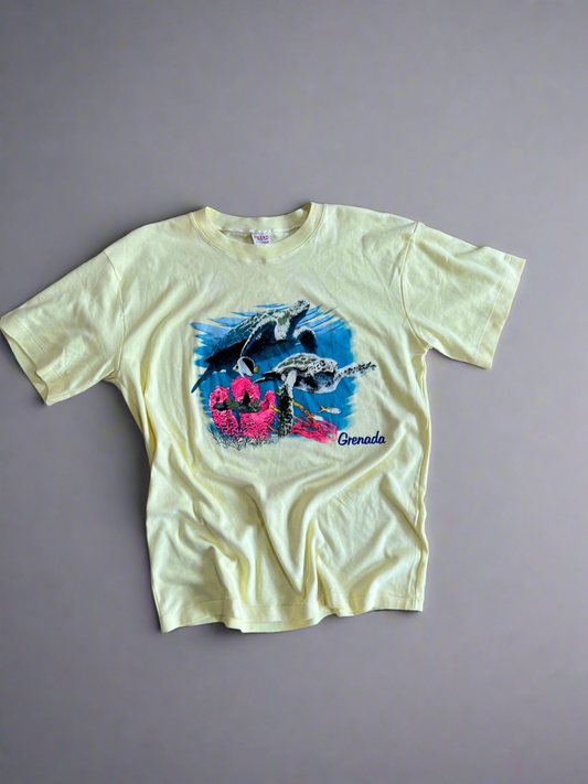 Vintage Light Yellow Grenada T-Shirt Size XL