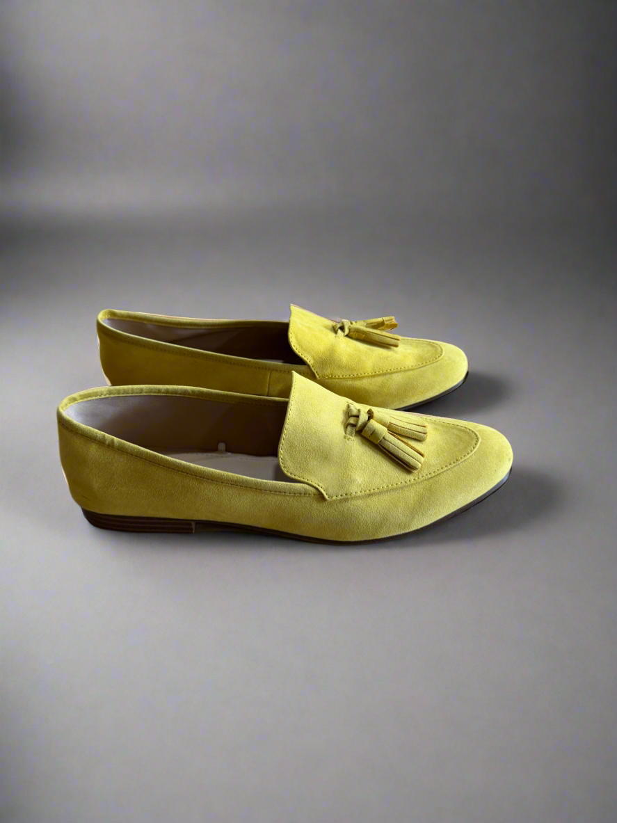 Green Yellow Tassel Loafers