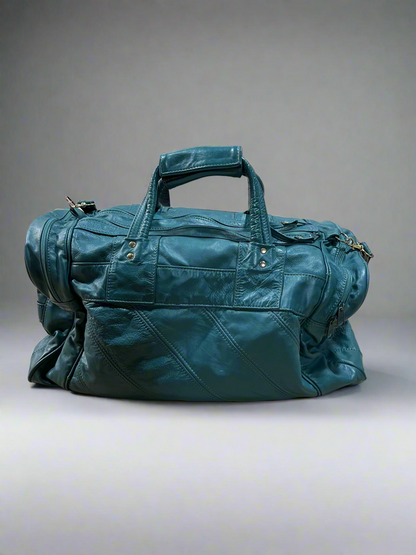 Vintage Genuine Leather Crown Gas Station Duffle Bag
