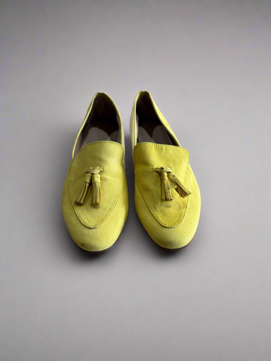 Green Yellow Tassel Loafers