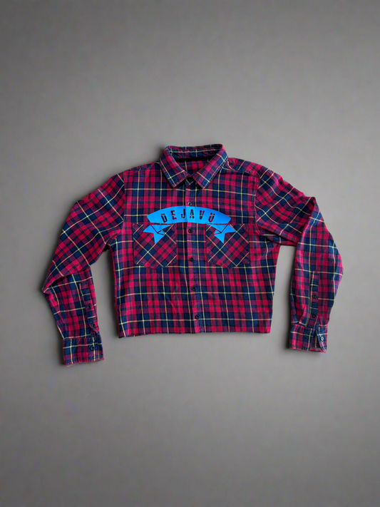 Re-Vu by DejaVu Studio Red Cropped Flannel