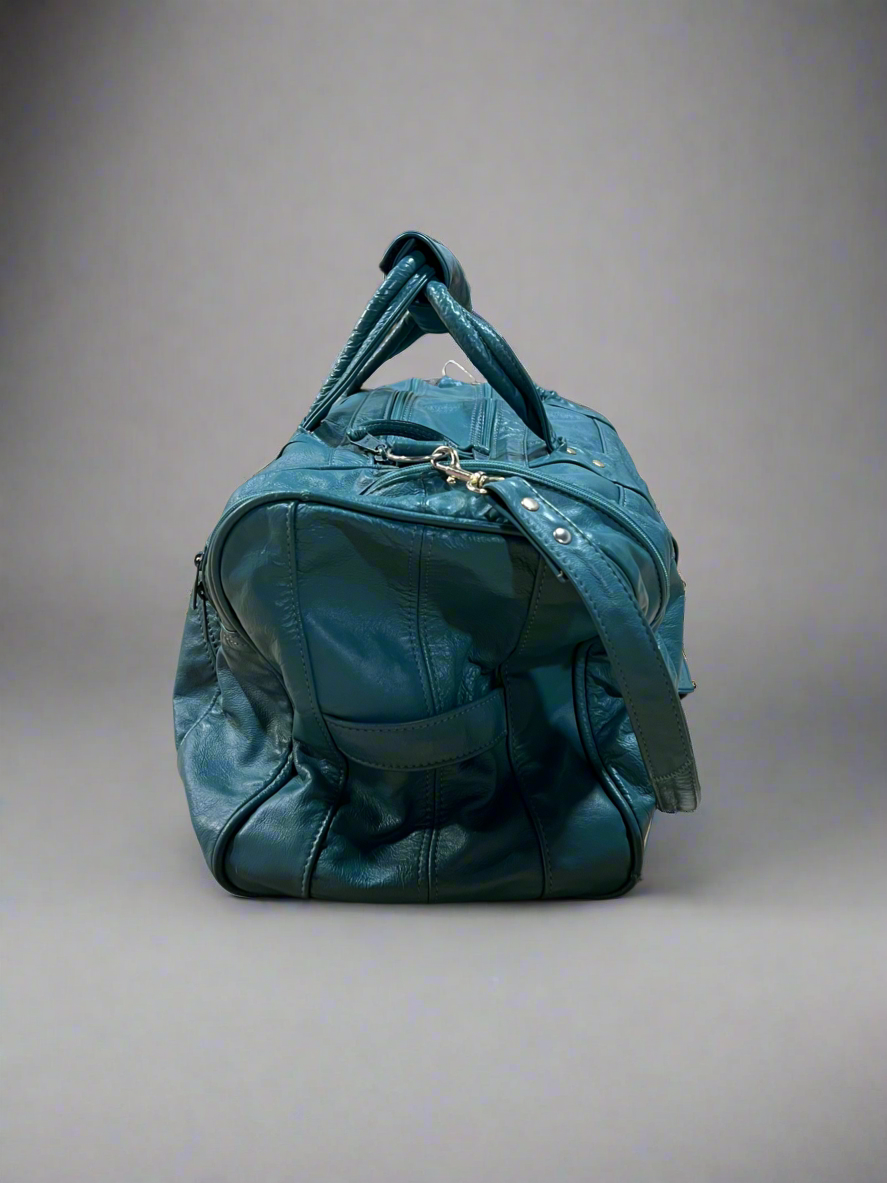 Vintage Genuine Leather Crown Gas Station Duffle Bag