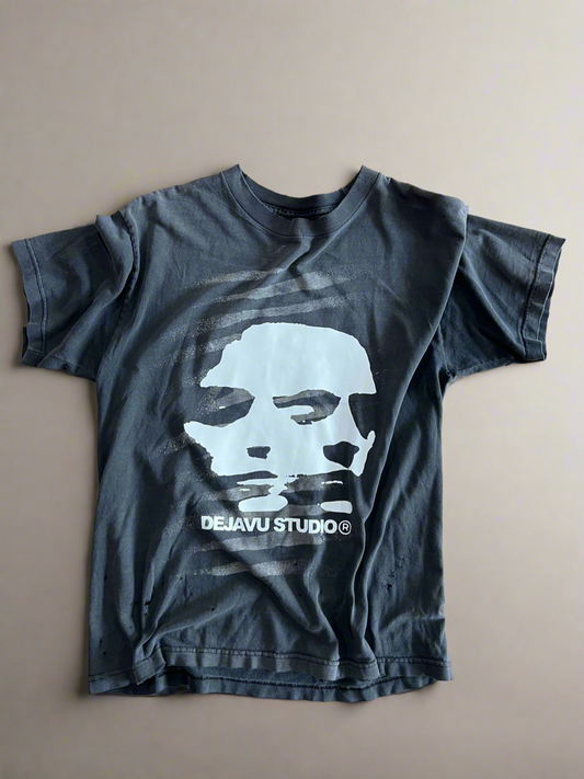 Re-Vu by DejaVu Studio Vintage Tattoo Brain T-Shirt in Washed Black