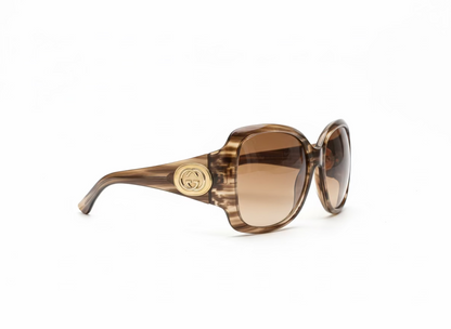 Vintage GUCCI GG2938/S RDQ02 59mm Brown Striped Oversized Sunglasses Italy