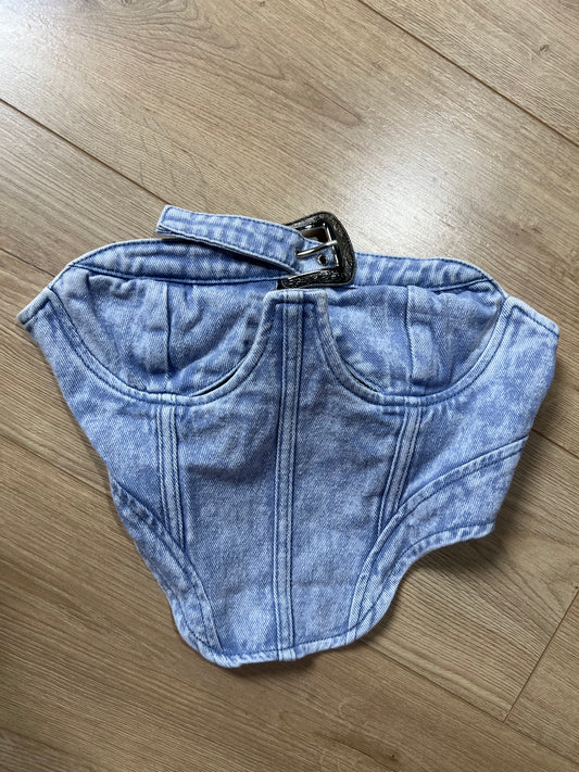L Women's Denim Corset Tube Top